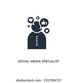 social media specialist icon. simple element illustration. isolated trendy filled social media specialist icon on white background. can be used for web, mobile, ui.