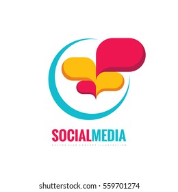 Social media - speech bubbles vector logo concept illustration in flat style. Dialogue icon. Chat sign. Communication messages insignia. Design element.