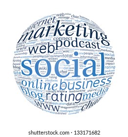 Social Media Sphere Vector Word Cloud