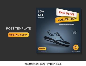 Social media sports shoes promotion template. EPS 10.