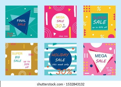 Social media square banner collection for fashion sale promotion and digital marketing