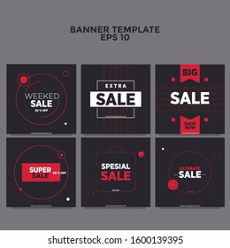 Social media square banner collection for fashion sale promotion and digital marketing.