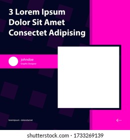 Social Media Square Banner Even, Card and Promotion Template in Navy Pink Color for Microblog Template Post