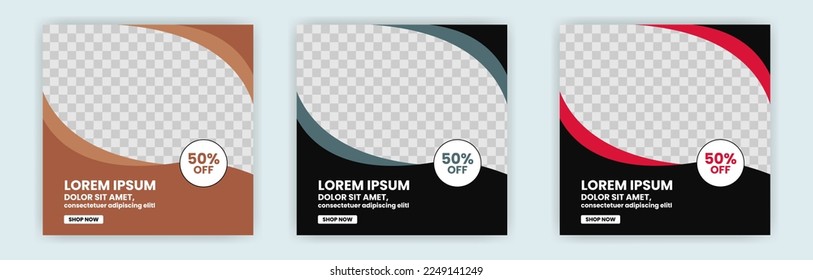 Social Media square banner template Promotional web banners for social media
 Elegant sale and discount promo and web internet ads - Vector