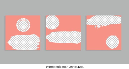 Social media square covers with grunge design  . Contemporary style . Post frame stories templates. Layout for promotion .Media banner .Vector