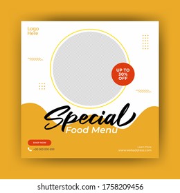 Social Media Square food banner design template