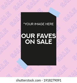 Social media square Instagram post on pink background for brands . Vector illustration