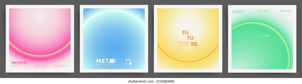 Social media square post template and modern smooth gradient  Gradient cover template design set for poster  social media post   promo banners  Circular science space gradient post frame  Vector 	