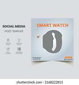 Diseño de plantillas de mensajes de cuadrado de medios sociales para la venta de relojes inteligentes