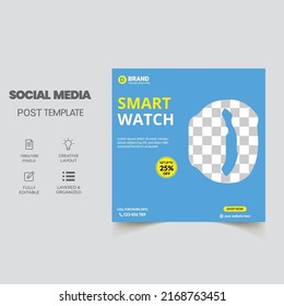 Social media square post template design for smart watch sale