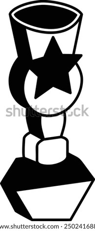 social Media star vector icon design, token of recognition symbol, Expression of gratitude sign, distinctive insignia stock illustration, Rising Talent Crystal Trophy Cup isometric concept