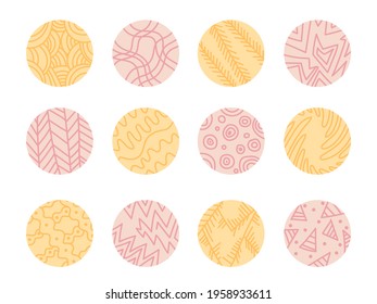 Social media stories abstract highlights collection. Hand drawn vector geometrical icons for social media