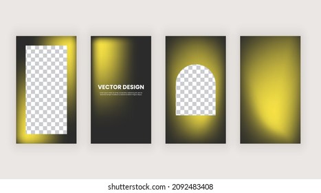 Social media stories banners with black and yellow blur gradient backgrounds