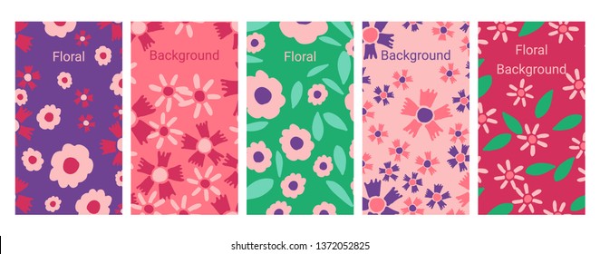 Social media stories banners set, story, floral templates for cover, flyier, brochure, vector bright backgrounds collection.