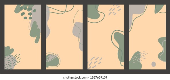 Social Media Stories and blogger Templates. Vector set of abstract creative backgrounds with copy space for text. simple and minimal design in warm earth tone - for banners, covers and flyer