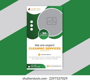 Social media stories collection for house cleaning post banner template