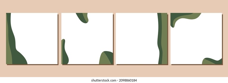 Social media stories and cover. Background template with copy space for text and images, Tropical line arts , floral and leaves in nature tone vector illustration.