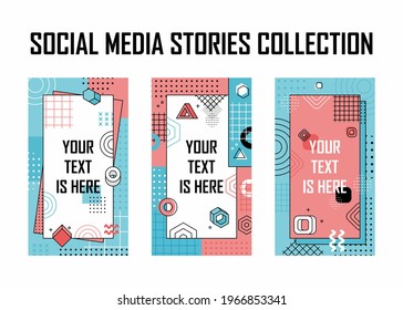 Social media stories design with memphis style. Easy to edit with vector file. Can use for your creative content. Especially for social media banner.