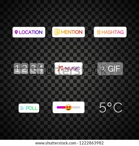social media stories effect icons on transparent background. Vector illustration. EPS 10