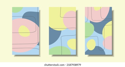 Social media stories and Main Feed cover. Background template with copy space for text and images, Tropical line arts , floral and leaves in warm earth tone vector illustration.