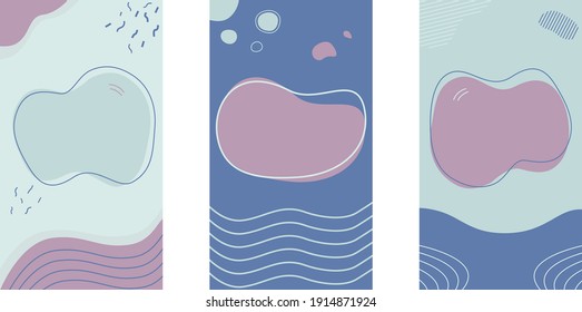 Social media stories and post background template with copy space for text and images design by abstract colored shapes, line arts. 