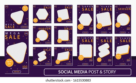 Social Media Stories And Post Bundle Kit Template Premium Vector