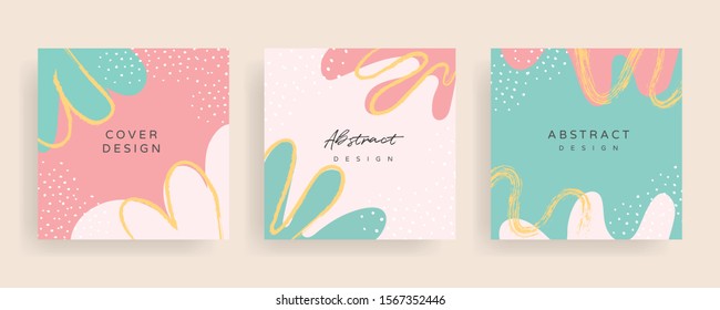 Social media stories and post creative Vector set. Background template with copy space for text and images design by abstract colored shapes,  line arts , Tropical leaves  warm color of the earth tone