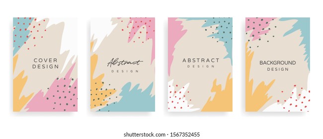Social media stories and post creative Vector set. Background template with copy space for text and images design by abstract colored shapes,  line arts , Tropical leaves  warm color of the earth tone