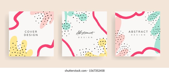 Social media stories and post creative Vector set. Background template with copy space for text and images design by abstract colored shapes,  line arts , Tropical leaves  warm color of the earth tone