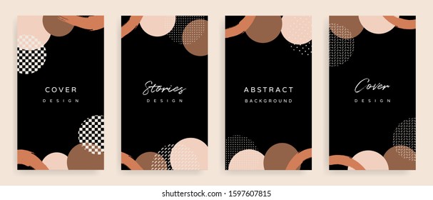 Social media stories and post creative Vector set. Background template with copy space for text and images design by abstract colored shapes,  line arts and natural shape.