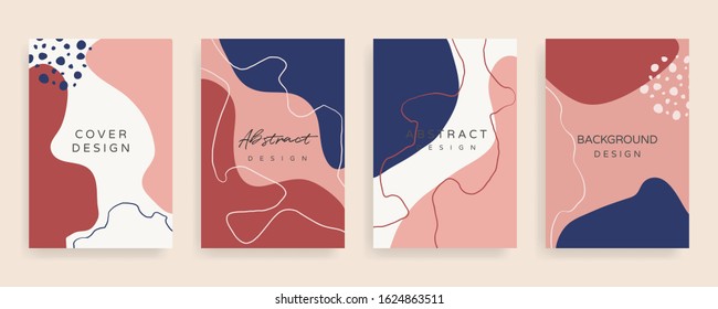 Social media stories and post creative Vector set. Background template with copy space for text and images design by abstract colored shapes,  line arts , Tropical leaves  warm color of the earth tone