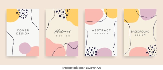 Social media stories and post creative Vector set. Background template with copy space for text and images design by abstract colored shapes,  line arts , Tropical leaves  warm color of the earth tone