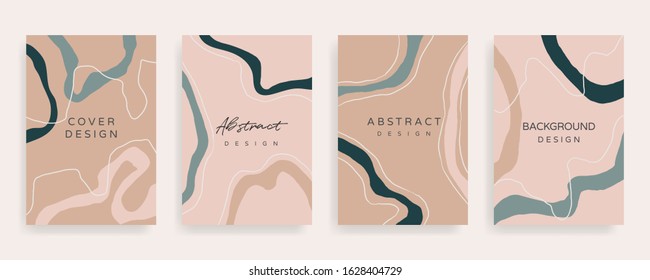 Social media stories and post creative Vector set. Background template with copy space for text and images design by abstract colored shapes,  line arts , Tropical leaves  warm color of the earth tone