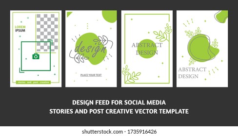 Social media stories and post creative Vector set. Background template with copy space for text and images design by abstract colored shapes  line arts   Tropical leaves warm color of the earth tone