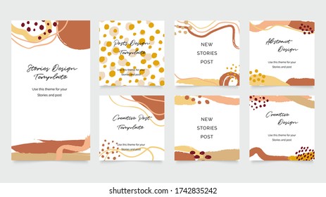 Social media stories and post creative vector set. Abstract shapes background template with copy space for text and images. Vector illustration.