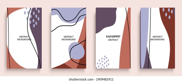 Social media stories and post creative art concept for web design. Advertising brochure, geometric doodle minimal pattern background. Message promotion template vector illustration set. Trendy pastel