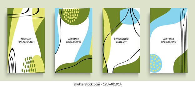 Social media stories and post creative art concept for web design. Advertising brochure, geometric doodle minimal pattern background. Message promotion template vector illustration set. Trendy pastel