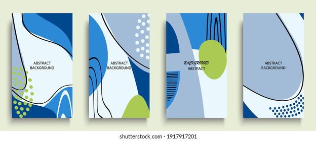 Social media stories and post creative art concept for web design. Advertising brochure, geometric doodle minimal pattern background. Message promotion template vector illustration set. Trendy pastel