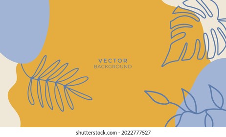 Social media stories and post creative vector background. Organic template with copy space for text abstract colored shapes, foliage line arts , Tropical leaves earth tone warm color. Boho style