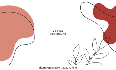 Social media stories and post creative vector background. Organic template with copy space for text abstract colored shapes, foliage line arts , Tropical leaves earth tone warm color. Boho style