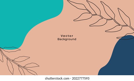 Social media stories and post creative vector background. Organic template with copy space for text abstract colored shapes, foliage line arts , Tropical leaves earth tone warm color. Boho style