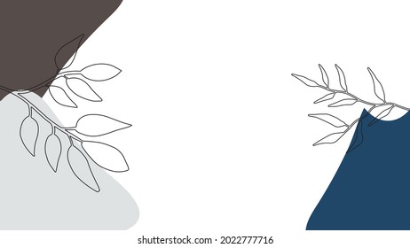 Social media stories and post creative vector background. Organic template with copy space for text abstract colored shapes, foliage line arts , Tropical leaves earth tone warm color. Boho style