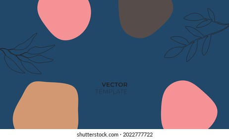 Social media stories and post creative vector background. Organic template with copy space for text abstract colored shapes, foliage line arts , Tropical leaves earth tone warm color. Boho style