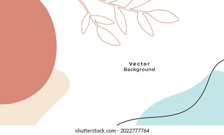 Social media stories and post creative vector background. Organic template with copy space for text abstract colored shapes, foliage line arts , Tropical leaves earth tone warm color. Boho style