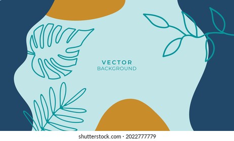 Social media stories and post creative vector background. Organic template with copy space for text abstract colored shapes, foliage line arts , Tropical leaves earth tone warm color. Boho style