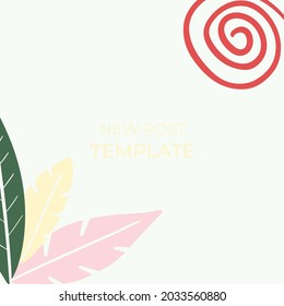 Social media stories and post creative Vector set. Background template with copy space for text and images design by abstract colored shapes, line arts , Tropical leaves warm color