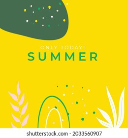 Social media stories and post creative Vector set. Background template with copy space for text and images design by abstract colored shapes, line arts , Tropical leaves warm color