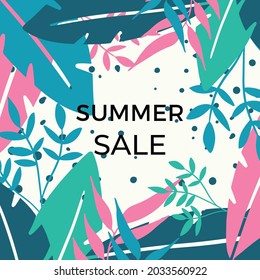 Social media stories and post creative Vector set. Background template with copy space for text and images design by abstract colored shapes, line arts , Tropical leaves warm color