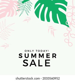 Social media stories and post creative Vector set. Background template with copy space for text and images design by abstract colored shapes, line arts , Tropical leaves warm color