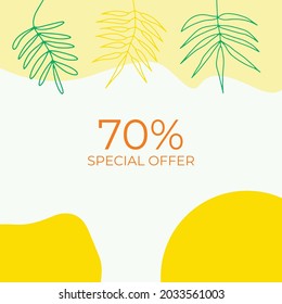 Social media stories and post creative Vector set. Background template with copy space for text and images design by abstract colored shapes, line arts , Tropical leaves warm color